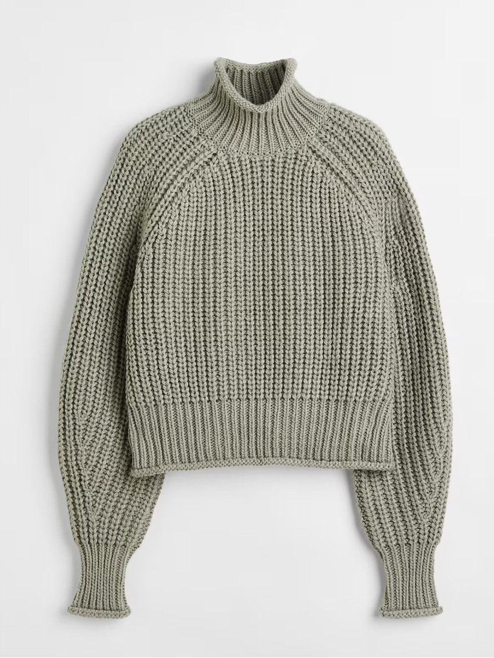 H&M Ribbed Chunky Turtleneck Sweater in a Beautiful Sage